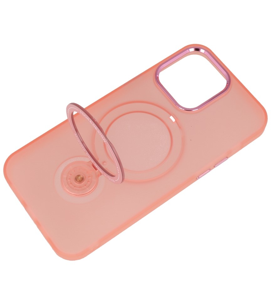 Custodia trasparente opaca Magsafe con funzione di supporto per iPhone 14 Pro Max rosa