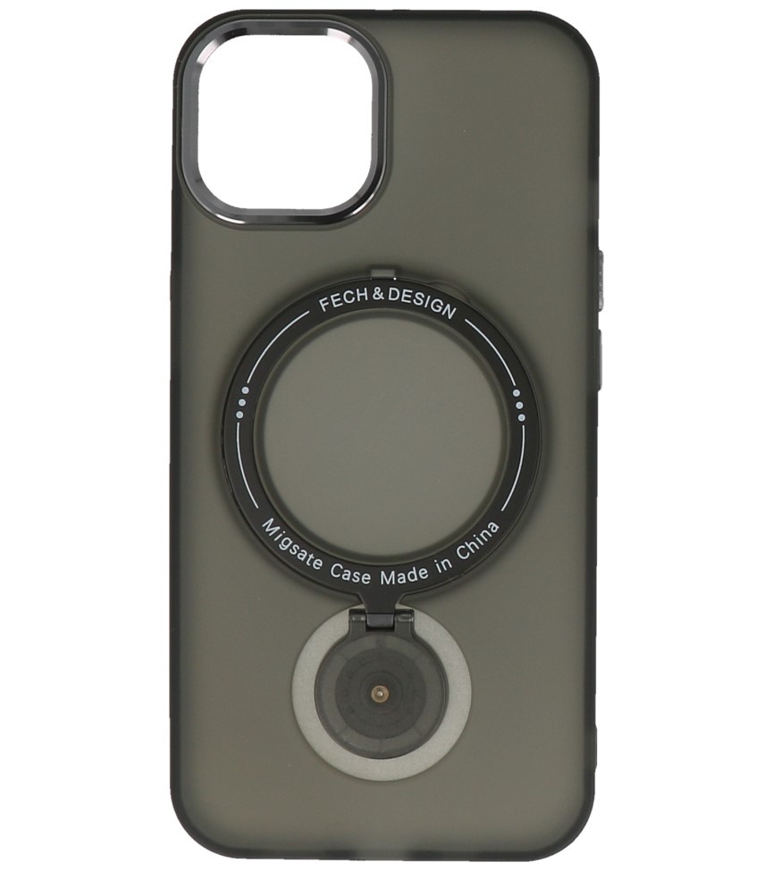 Custodia trasparente opaca Magsafe con funzione di supporto per iPhone 15 nera
