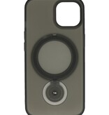 Custodia trasparente opaca Magsafe con funzione di supporto per iPhone 15 nera