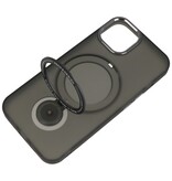 Magsafe Coque transparente mate avec fonction support pour iPhone 15 Noir