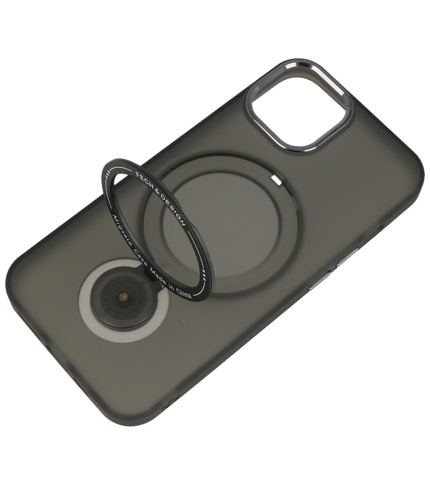 Magsafe Matt Transparent Case med stående funktion til iPhone 15 Black