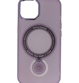 Magsafe Coque transparente mate avec fonction debout pour iPhone 15 Violet