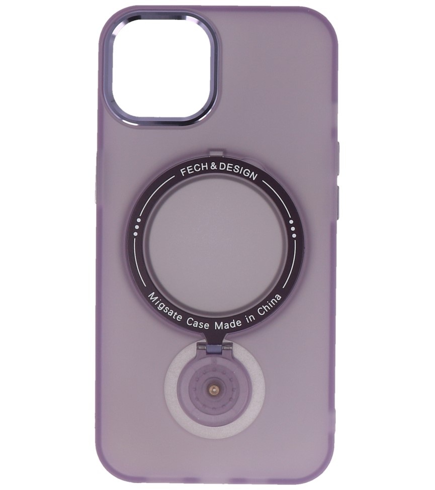 Magsafe Matt Transparent Cover med stående funktion til iPhone 15 Lilla