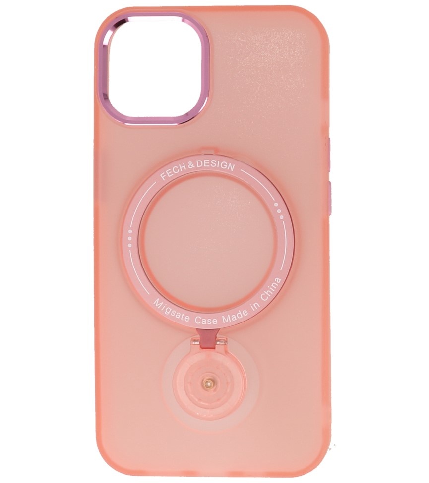Magsafe Matt Transparente Hülle mit Standfunktion für iPhone 15 Pink