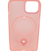 Magsafe Matt Transparente Hülle mit Standfunktion für iPhone 15 Pink