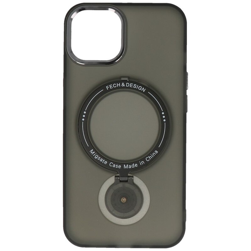 Funda Magsafe Transparente Mate con Función de Pie para iPhone 15 Plus Negra