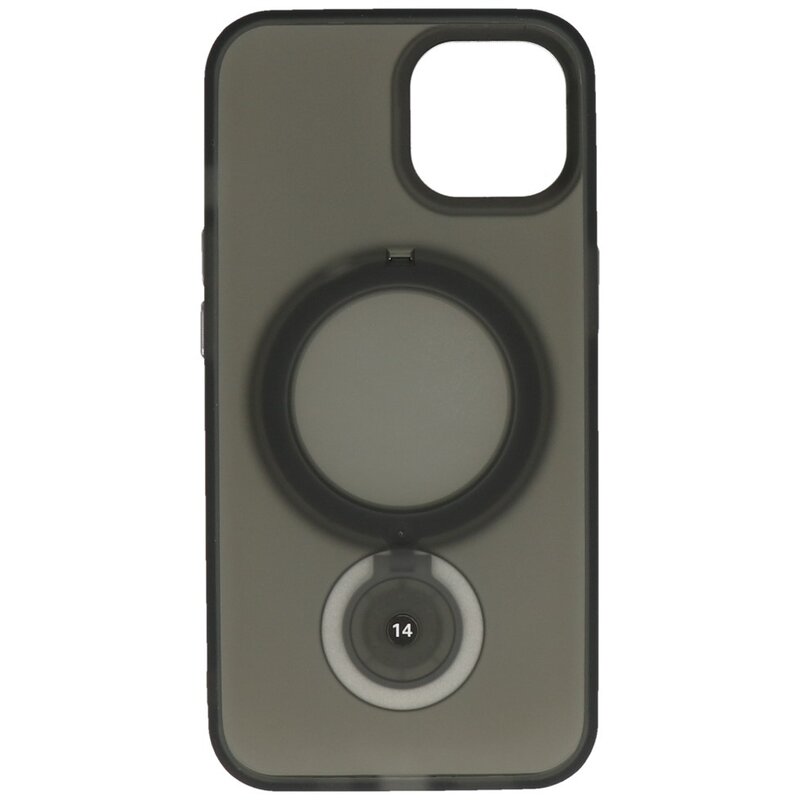 Magsafe Matt Transparent Hülle mit Standfunktion für iPhone 15 Plus Schwarz