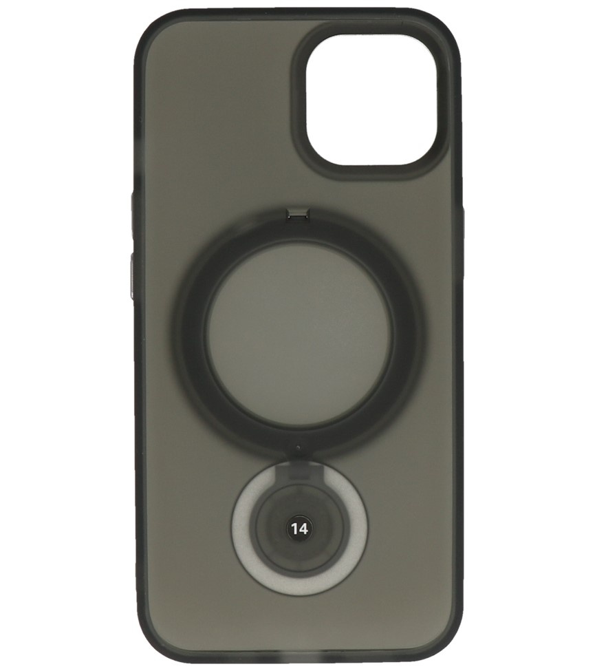 Magsafe Coque transparente mate avec fonction support pour iPhone 15 Plus Noir