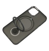 Magsafe Mat Transparent Etui med Ståfunktion til iPhone 15 Plus Sort