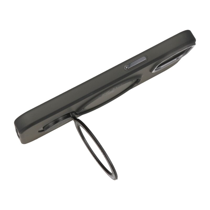 Custodia trasparente opaca Magsafe con funzione di supporto per iPhone 15 Plus nera