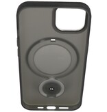 Magsafe Matte Transparente Hülle mit Standfunktion für iPhone 15 Plus Schwarz