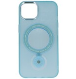 Magsafe Matte Transparent Case with Standing Function for iPhone 15 Plus Blue