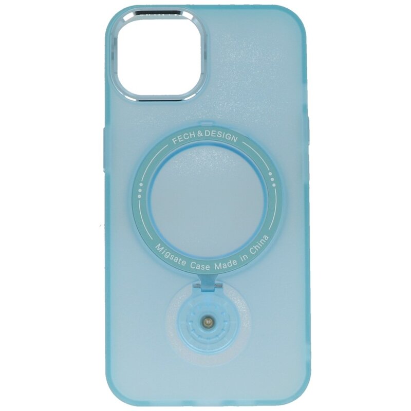 Funda MagSafe mate transparente con función de soporte para iPhone 15 Plus Azul