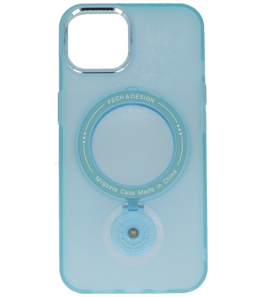 Magsafe Matt Transparent Cover med stående funktion til iPhone 15 Plus Blue