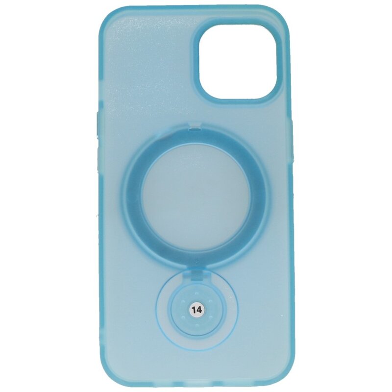 Custodia trasparente opaca Magsafe con funzione di supporto per iPhone 15 Plus blu