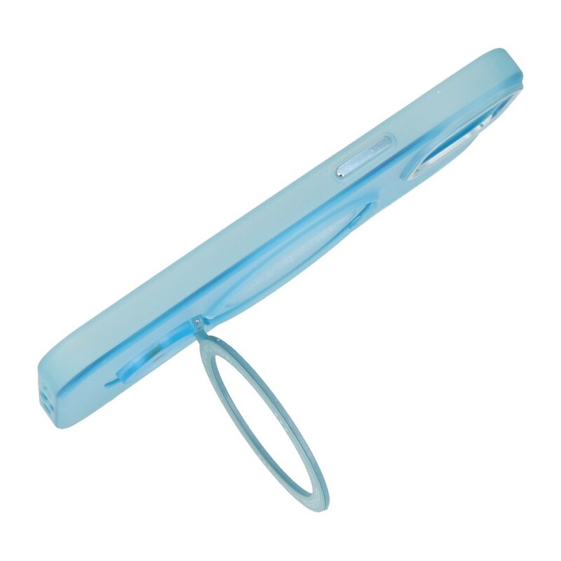 Funda MagSafe mate transparente con función de soporte para iPhone 15 Plus Azul