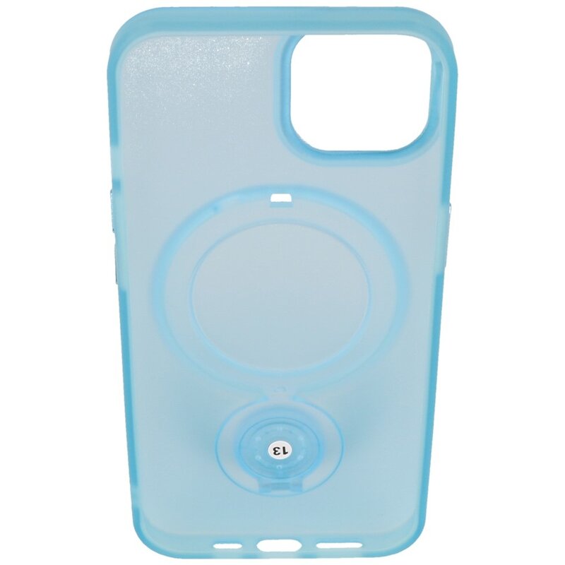 Magsafe Coque transparente mate avec fonction debout pour iPhone 15 Plus Bleu