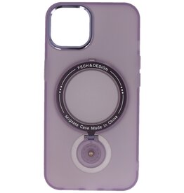 Funda MagSafe mate transparente con función de soporte para iPhone 15 Plus Morado