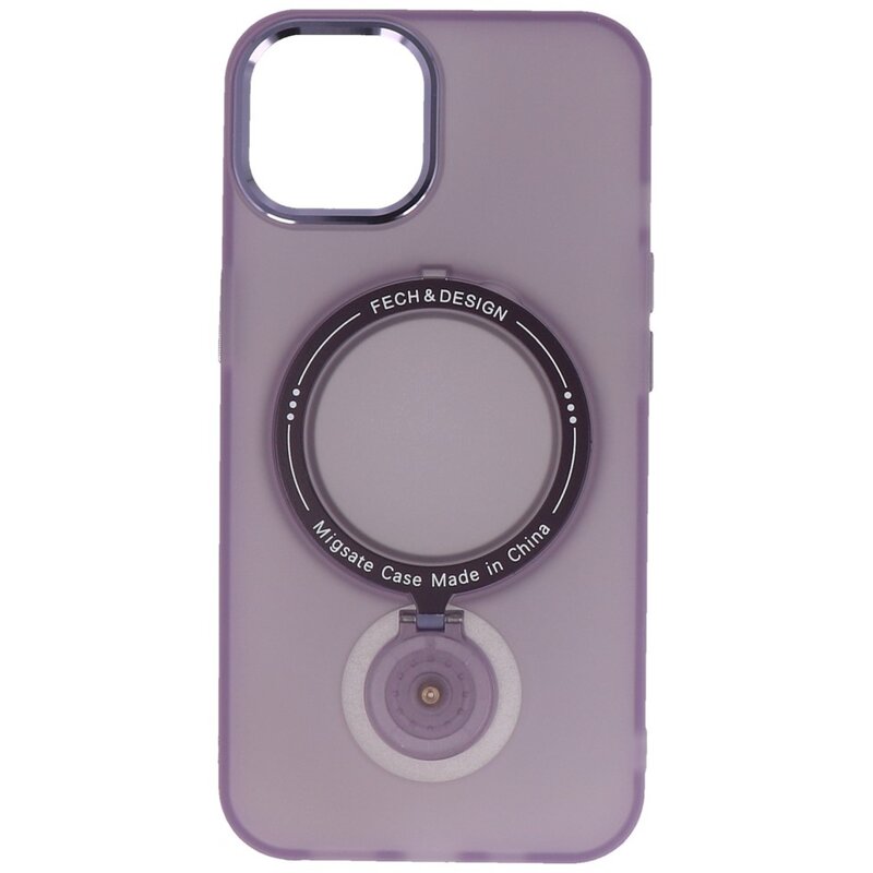 Funda MagSafe mate transparente con función de soporte para iPhone 15 Plus Morado