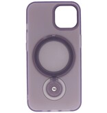 Funda MagSafe mate transparente con función de soporte para iPhone 15 Plus Morado