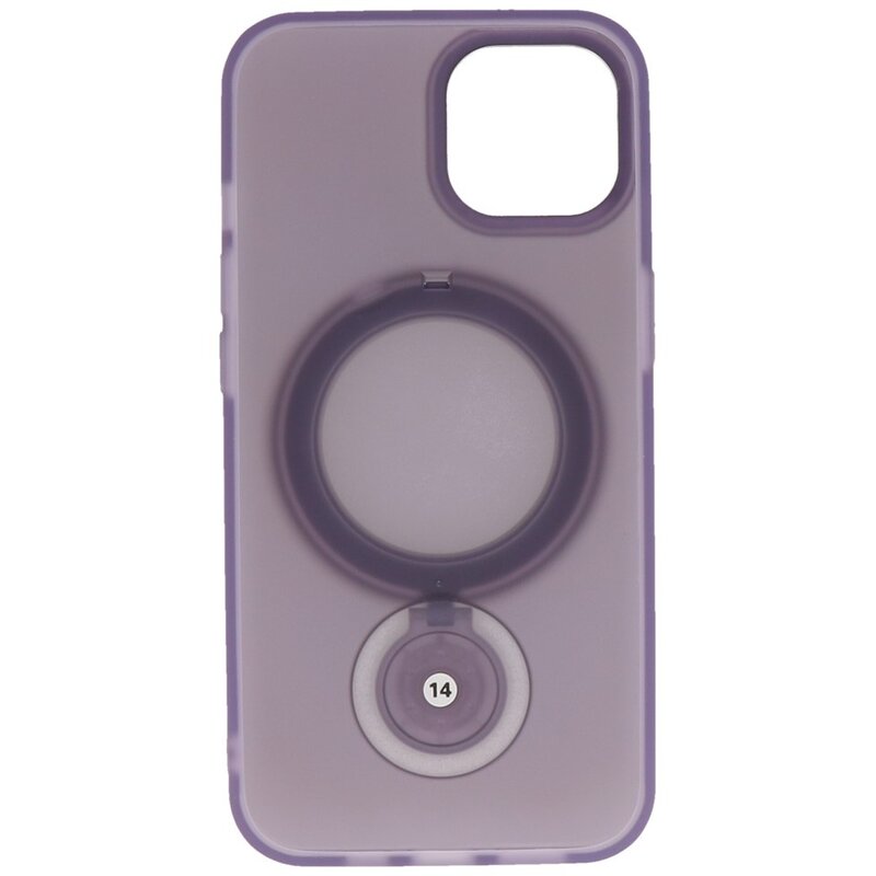 Funda MagSafe mate transparente con función de soporte para iPhone 15 Plus Morado