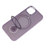 Magsafe Matte Transparente Hülle mit Standfunktion für iPhone 15 Plus Lila