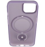 Étui MagSafe transparent mat avec fonction support pour iPhone 15 Plus violet