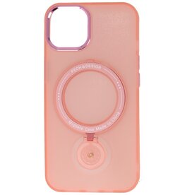 Magsafe Coque transparente mate avec fonction debout pour iPhone 15 Plus Rose