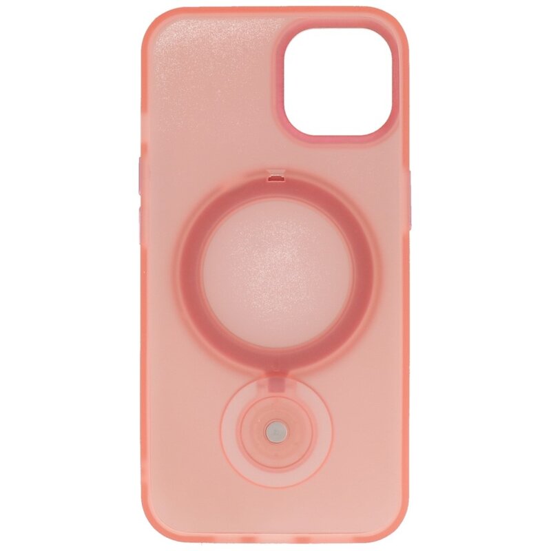 Étui MagSafe transparent mat avec fonction support pour iPhone 15 Plus rose