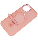 Magsafe Matt Transparent Case with Standing Function for iPhone 15 Plus Pink