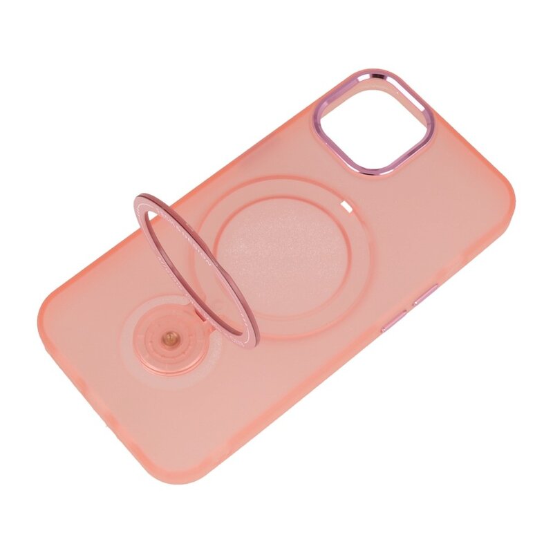Magsafe Matt Transparent Hülle mit Standfunktion für iPhone 15 Plus Pink