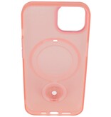 Magsafe Matt Transparent Hülle mit Standfunktion für iPhone 15 Plus Pink