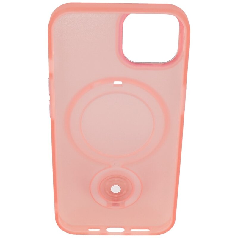 Custodia trasparente opaca Magsafe con funzione di supporto per iPhone 15 Plus rosa