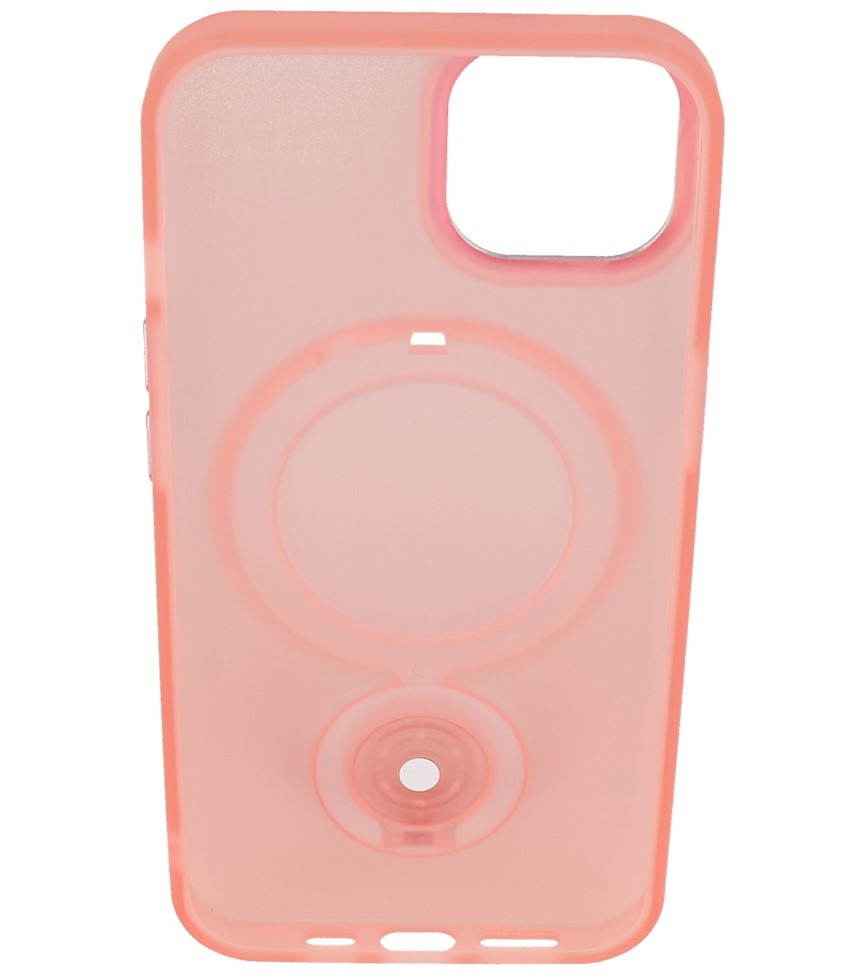 Magsafe Mat Transparant Case met Staande Functie voor iPhone 15 Plus Roze