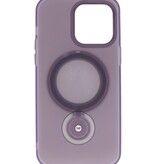 Custodia trasparente opaca Magsafe con funzione di supporto per iPhone 15 Pro Max viola