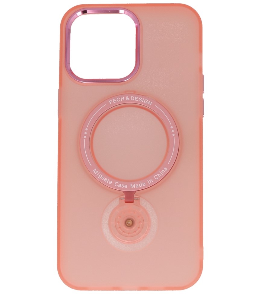Magsafe Matt Transparent Case with Standing Function for iPhone 15 Pro Max Pink