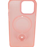 Magsafe Matt Transparente Hülle mit Standfunktion für iPhone 15 Pro Max Pink
