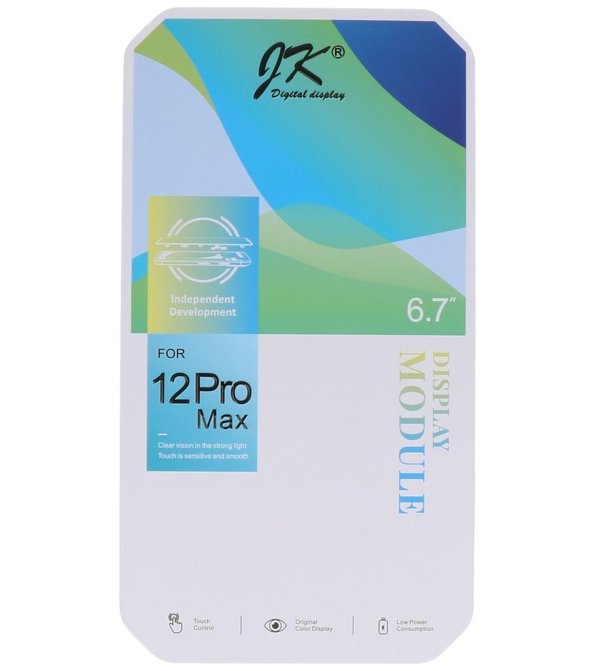 JK incell display til iPhone 12 Pro Max + Gratis MF Full Glass Store værdi € 15