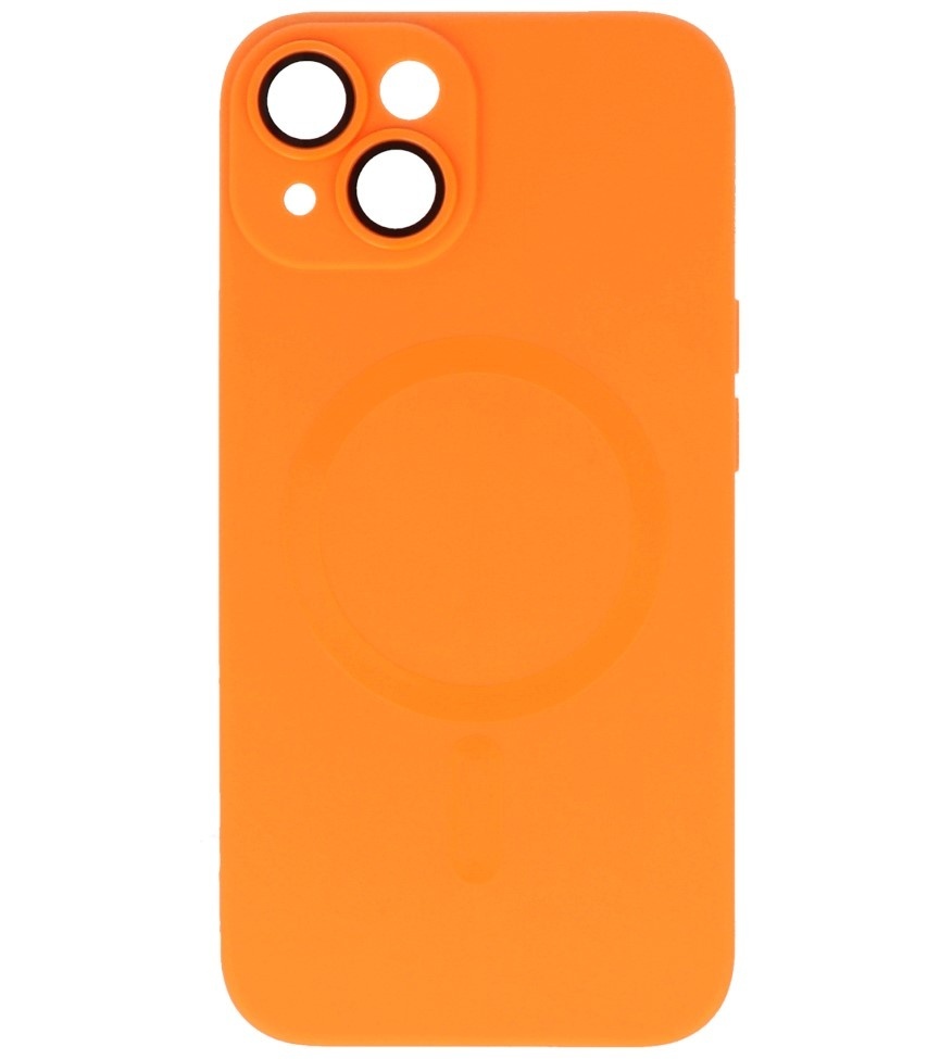 Custodia MagSafe con protezione per fotocamera per iPhone 15 arancione