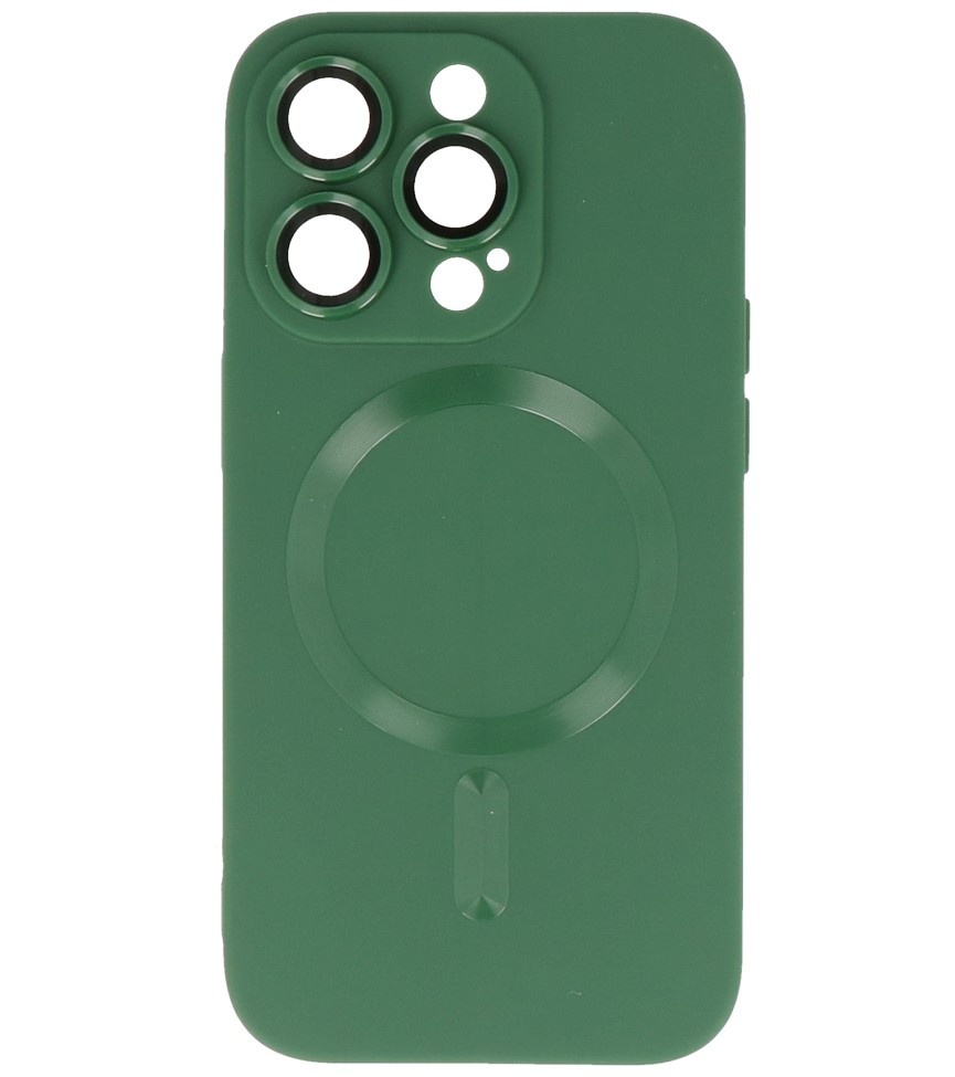 Custodia MagSafe con protezione per fotocamera per iPhone 15 Pro verde scuro
