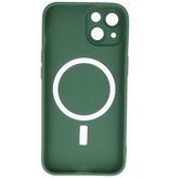 Funda MagSafe con Protector de Cámara para iPhone 15 Plus Verde Oscuro