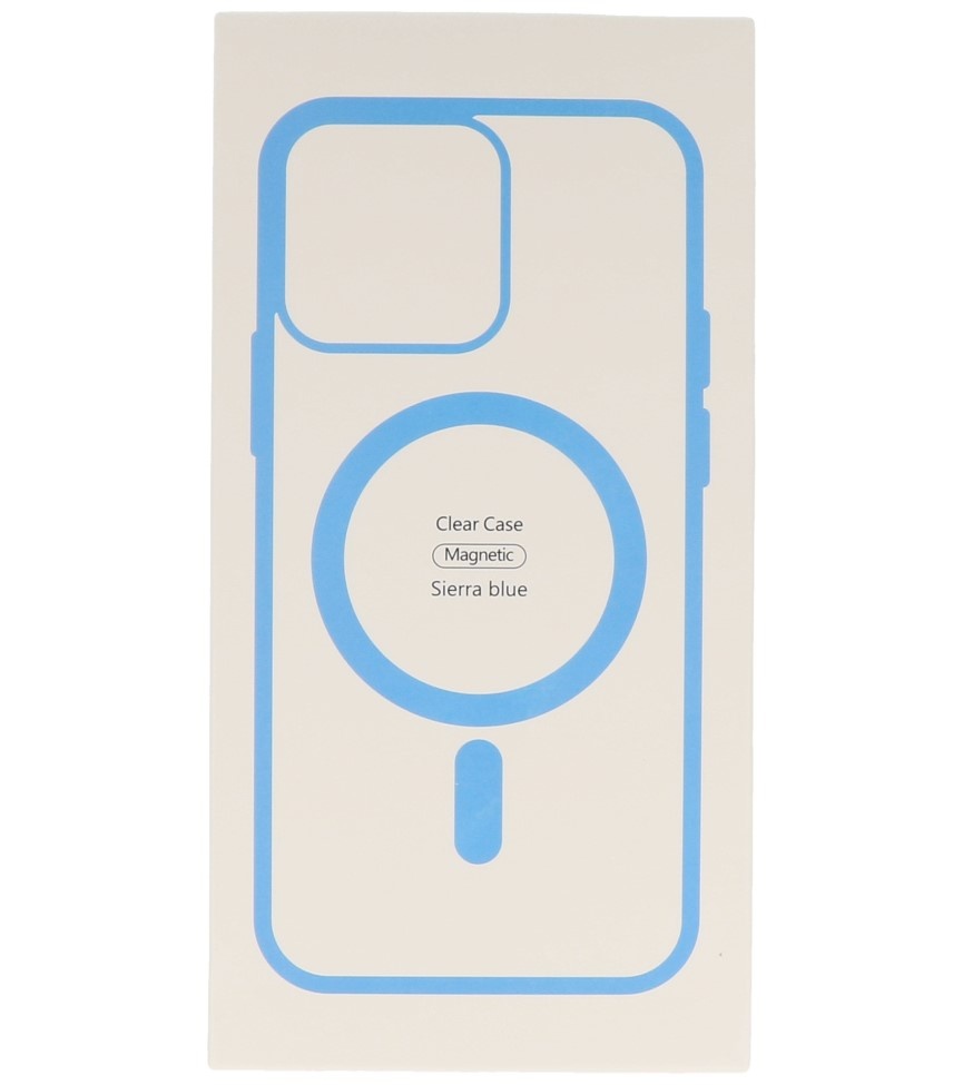 Étui Magsafe transparent de couleur tendance pour iPhone 15 Plus, bleu