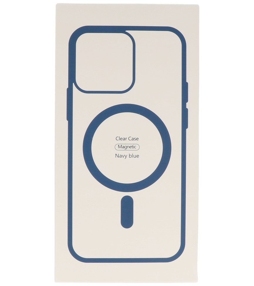 Étui Magsafe transparent de couleur tendance pour iPhone 15 Plus, bleu marine