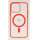 Étui Magsafe transparent de couleur tendance pour iPhone 15 Plus rouge