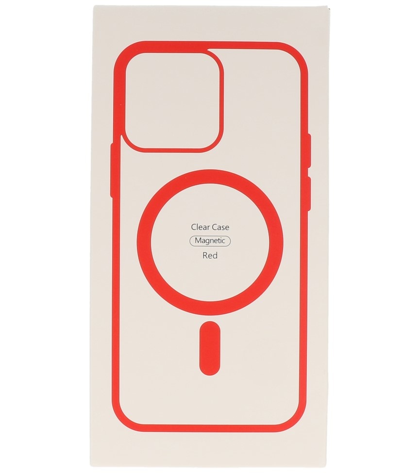 Custodia Magsafe trasparente e alla moda per iPhone 15 Plus rossa