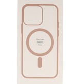 Custodia Magsafe trasparente e alla moda per iPhone 15 Plus rosa