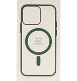 Étui Magsafe transparent de couleur tendance pour iPhone 15 Plus, vert foncé