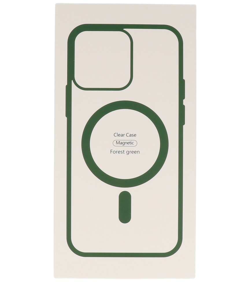 Étui Magsafe transparent de couleur tendance pour iPhone 15 Plus, vert foncé