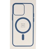 Coque Magsafe transparente couleur tendance pour iPhone 14, bleu marine