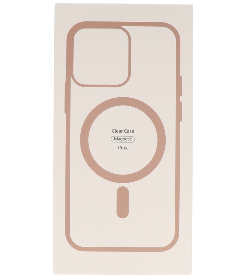 Coque Magsafe transparente couleur tendance pour iPhone 14 Plus rose